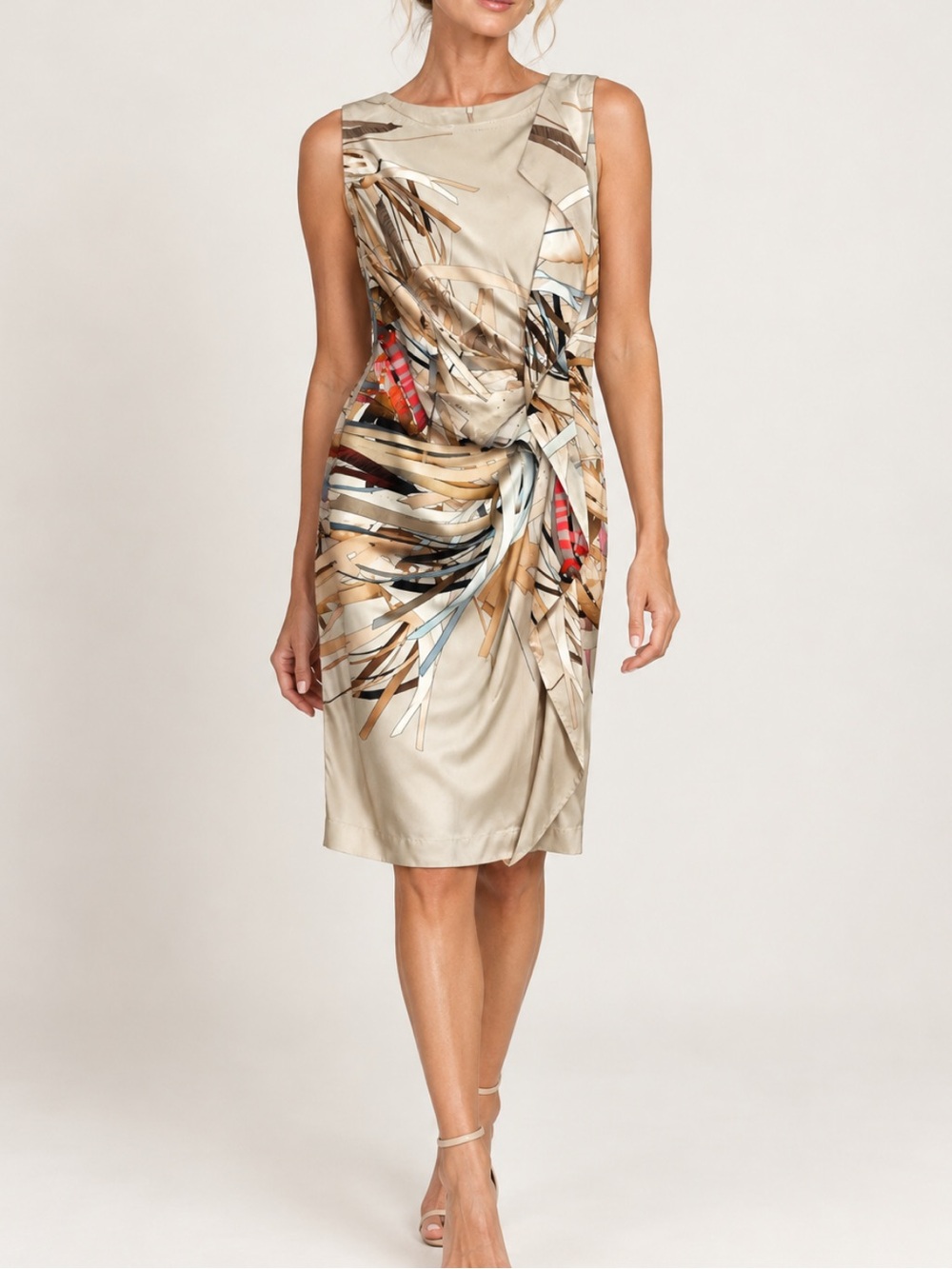 ESCADA silk blend darlina fantasy cascade ruffle draped sheath dress size 38/M